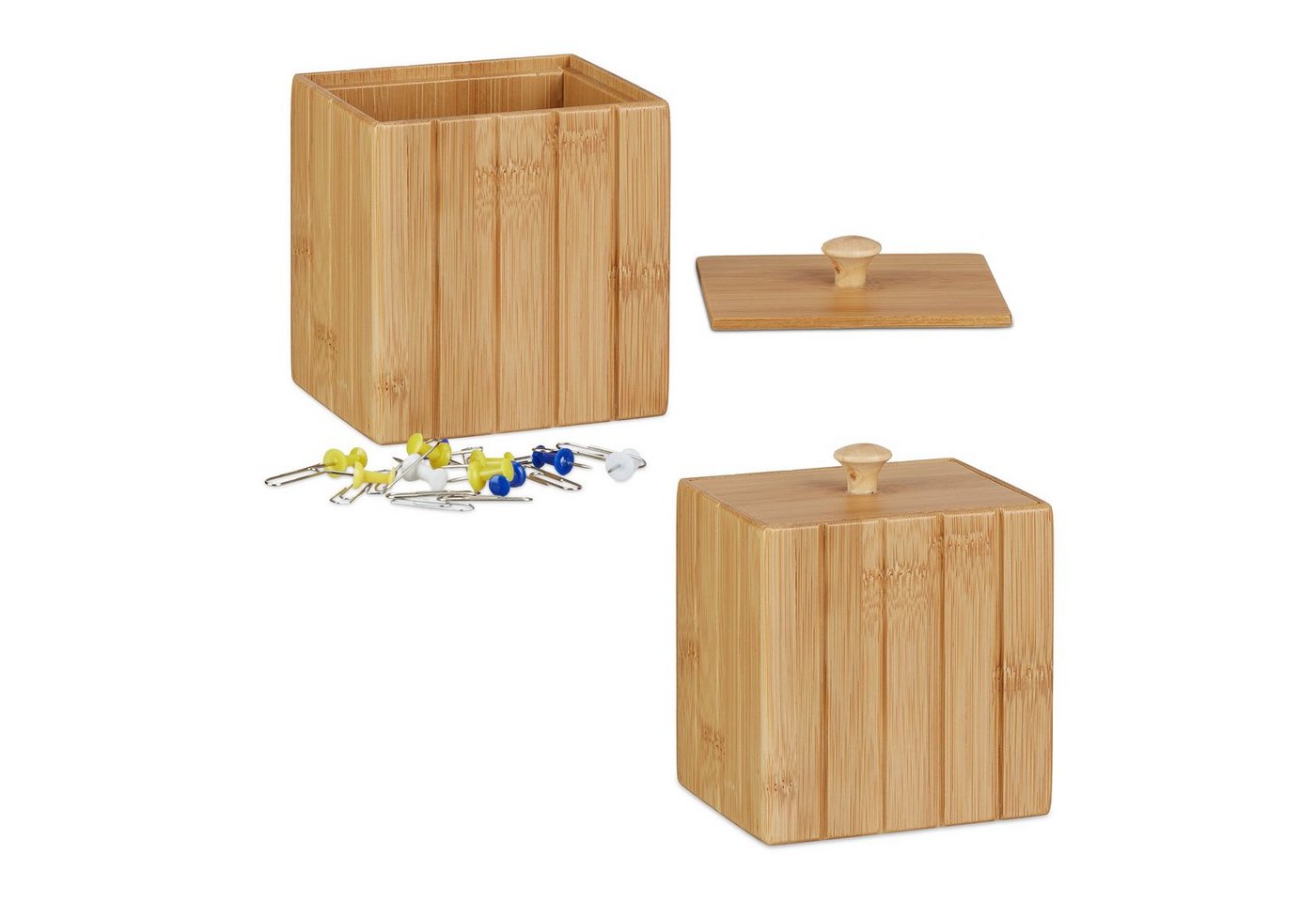 relaxdays Aufbewahrungsbox 2 x Aufbewahrungsbox mit Deckel von relaxdays