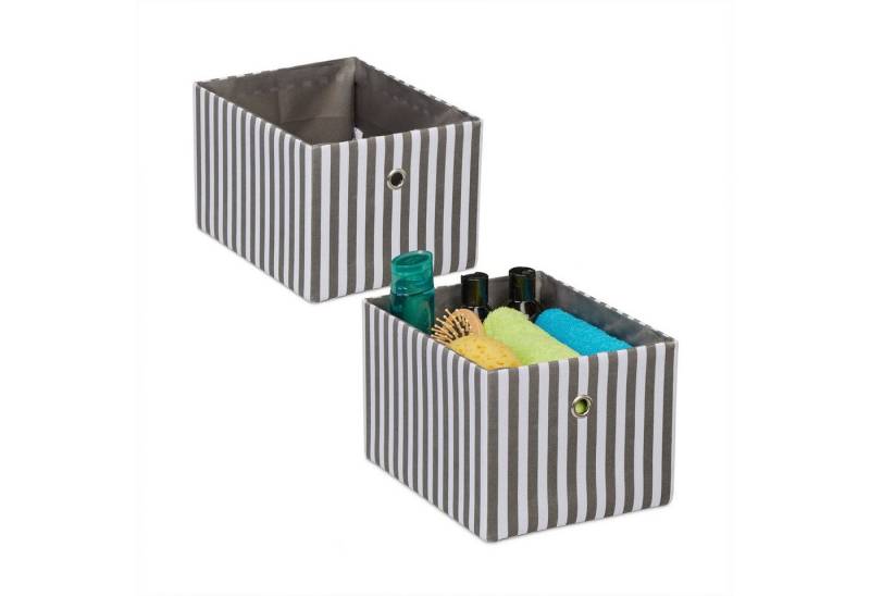 relaxdays Aufbewahrungsbox 2er Set Aufbewahrungsbox mit Streifen von relaxdays