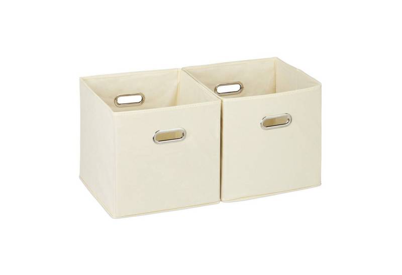 relaxdays Aufbewahrungsbox 6 x Aufbewahrungsbox Stoff beige von relaxdays
