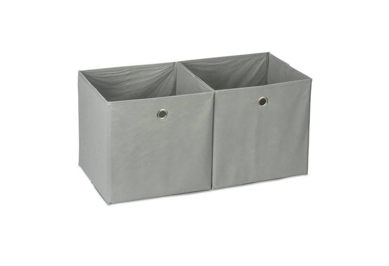 relaxdays Aufbewahrungsbox Stoff im 2er Set, Grau von relaxdays