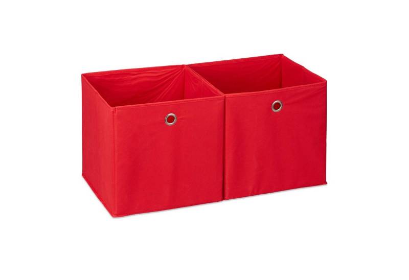 relaxdays Aufbewahrungsbox Stoff im 2er Set, Rot von relaxdays