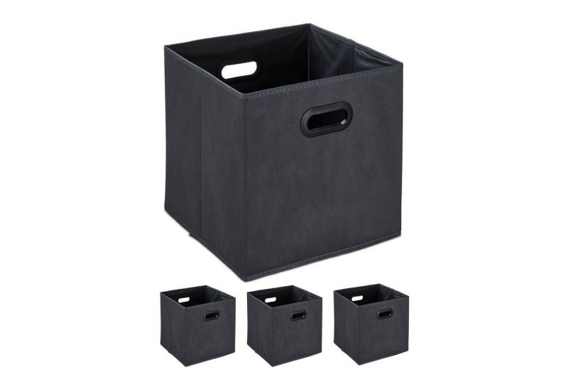 relaxdays Aufbewahrungsbox in Anthrazit 4er Set von relaxdays