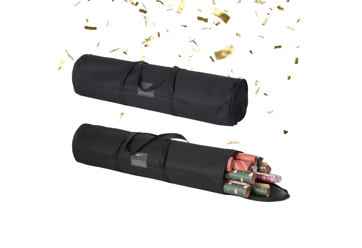 relaxdays Aufbewahrungsbox Geschenkpapier Aufbewahrung 2er Set, schwarz von relaxdays