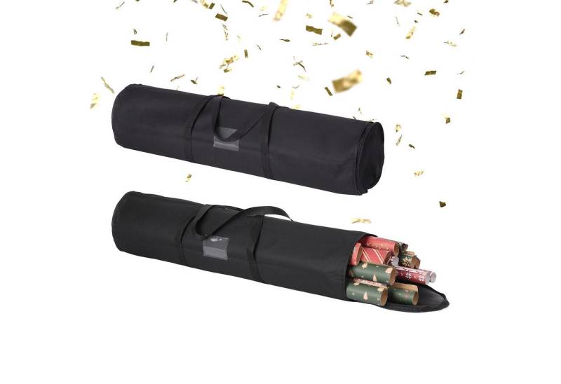 relaxdays Aufbewahrungsbox Geschenkpapier Aufbewahrung 2er Set, schwarz von relaxdays