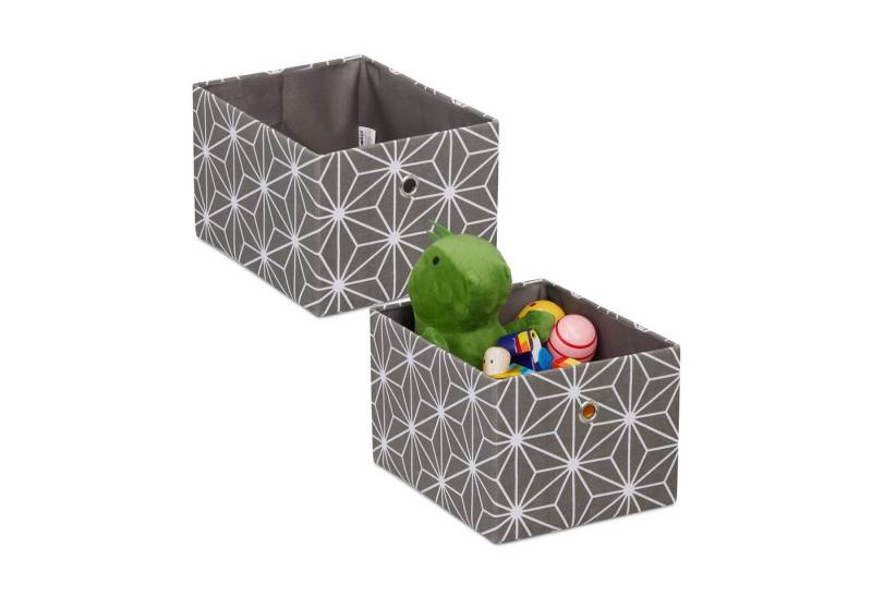 relaxdays Aufbewahrungsbox Graue Aufbewahrungsbox im 2er Set von relaxdays