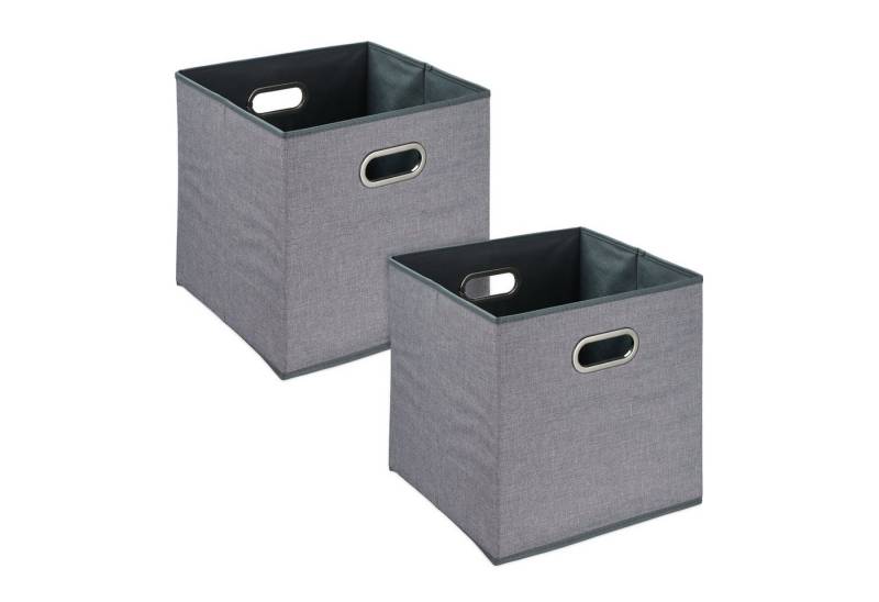 relaxdays Aufbewahrungsbox Graue Aufbewahrungsbox im 2er Set von relaxdays