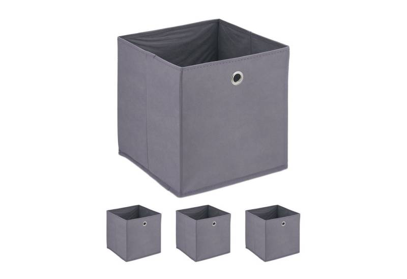relaxdays Aufbewahrungsbox Graue Aufbewahrungsbox im 4er Set von relaxdays