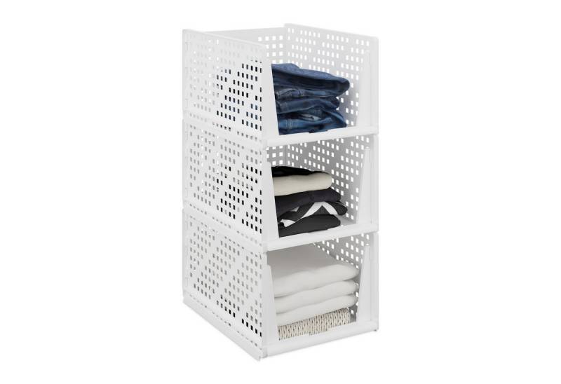 relaxdays Aufbewahrungsbox Schrank Organizer im 3er Set (3 St), weiß, L von relaxdays