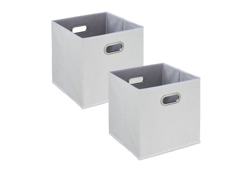 relaxdays Aufbewahrungsbox Weiße Aufbewahrungsbox im 2er Set von relaxdays
