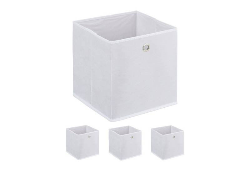 relaxdays Aufbewahrungsbox Weiße Aufbewahrungsbox im 4er Set von relaxdays