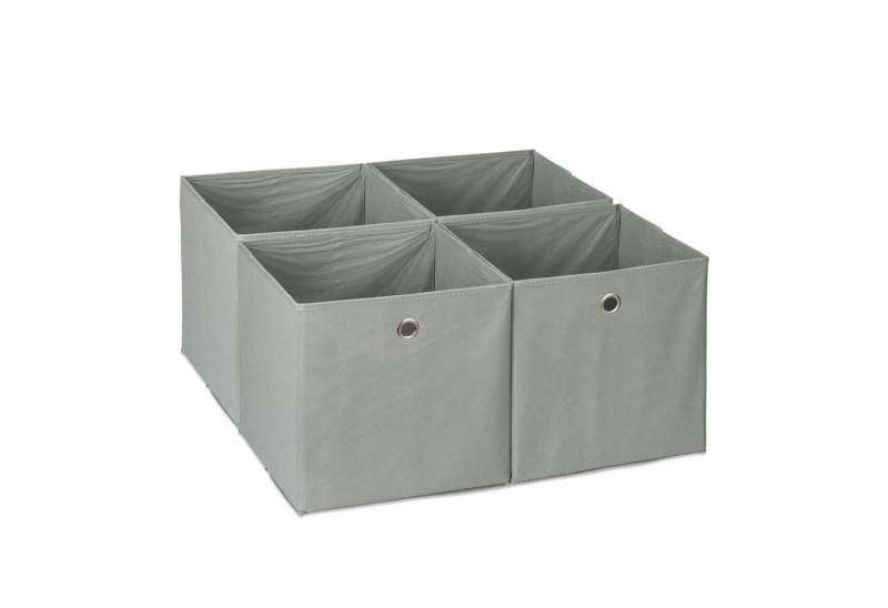 relaxdays Aufbewahrungsbox im 4er Set, grau von relaxdays