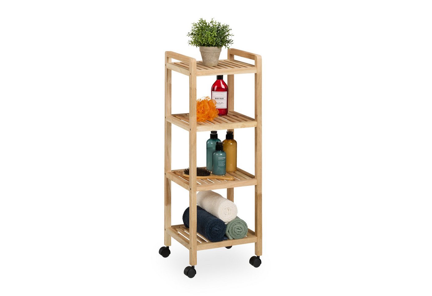 relaxdays Badregal Holz mit Rolle relaxdays Badregal Holz mit Rolle von relaxdays