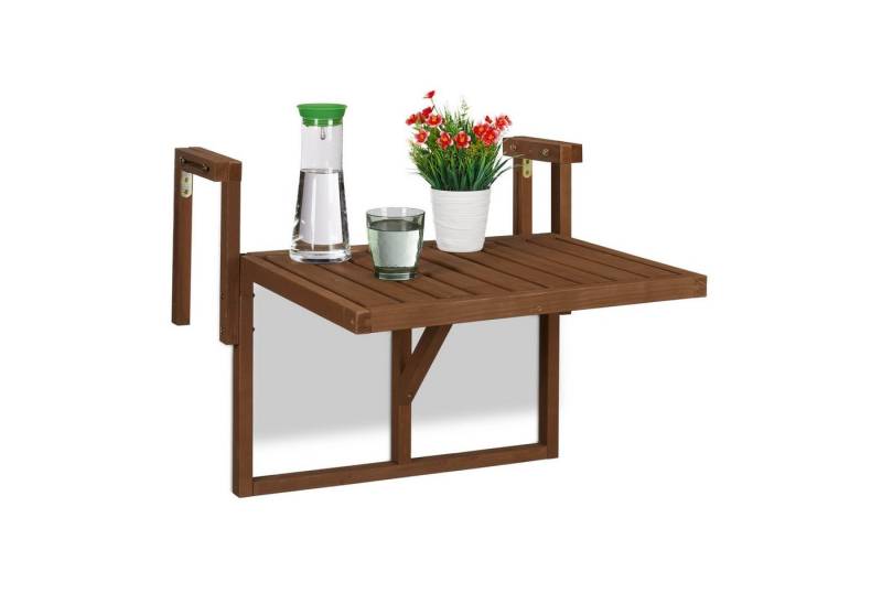 relaxdays Balkonhängetisch Klappbarer Balkontisch aus Holz von relaxdays