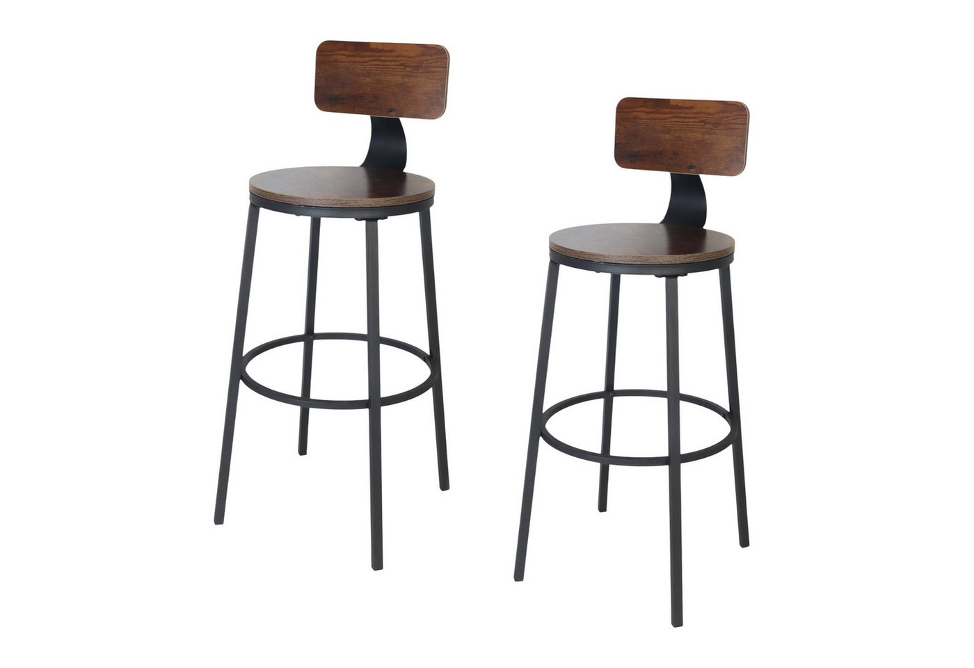 relaxdays Barhocker 2er Set, Braun-Schwarz von relaxdays