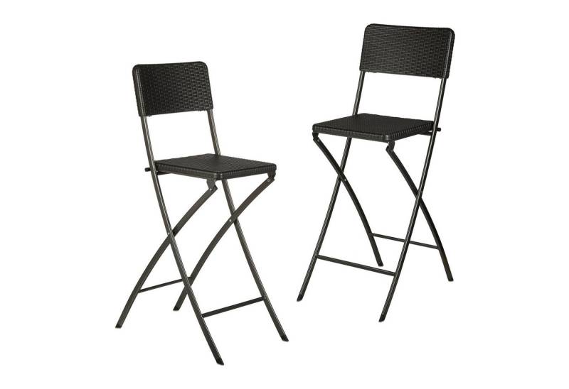 relaxdays Barhocker 2er Set Barhocker Rattan (2 St., 2er Set), Schwarz von relaxdays