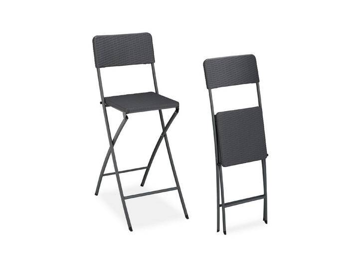 relaxdays Barhocker 2er Set Barhocker Rattan (Set, 2 St., 2er Set), Grau, grau, Grau von relaxdays