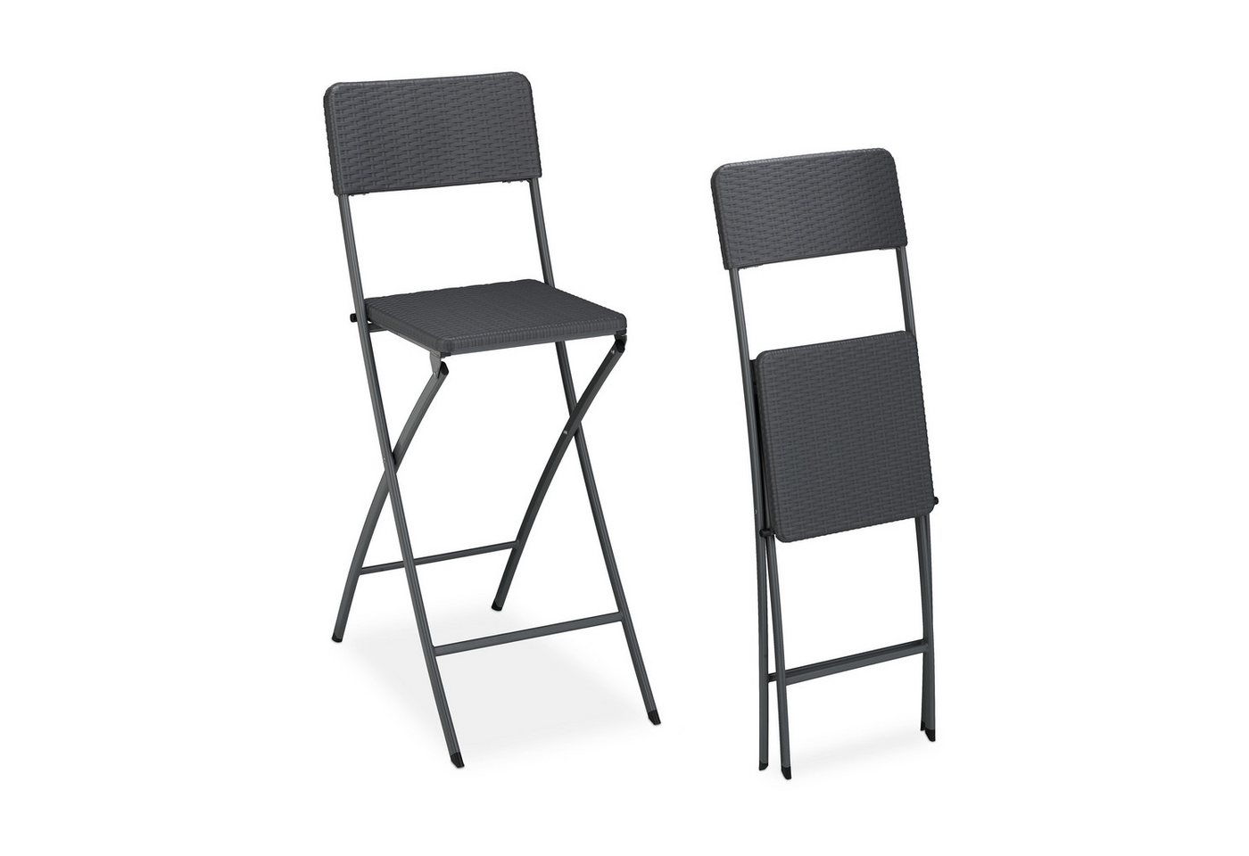 relaxdays Barhocker 2er Set Barhocker Rattan (Set, 2 St., 2er Set), Grau von relaxdays