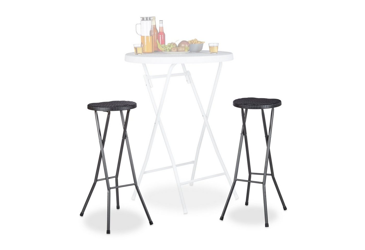 relaxdays Barhocker Barhocker klappbar BASTIAN, Schwarz von relaxdays