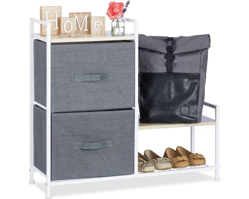 relaxdays Beistellschrank Relaxdays Regalsystem, 2 Stoff-Schubladen, HxBxT: 76 x 84 x 29 cm von relaxdays
