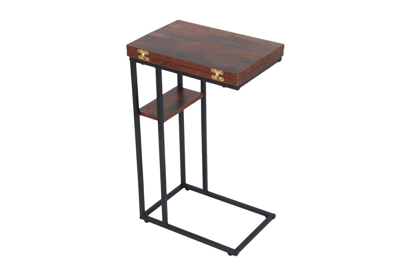 relaxdays Beistelltisch Ausklappbarer Beistelltisch C-Form, Industrial-Schwarz von relaxdays