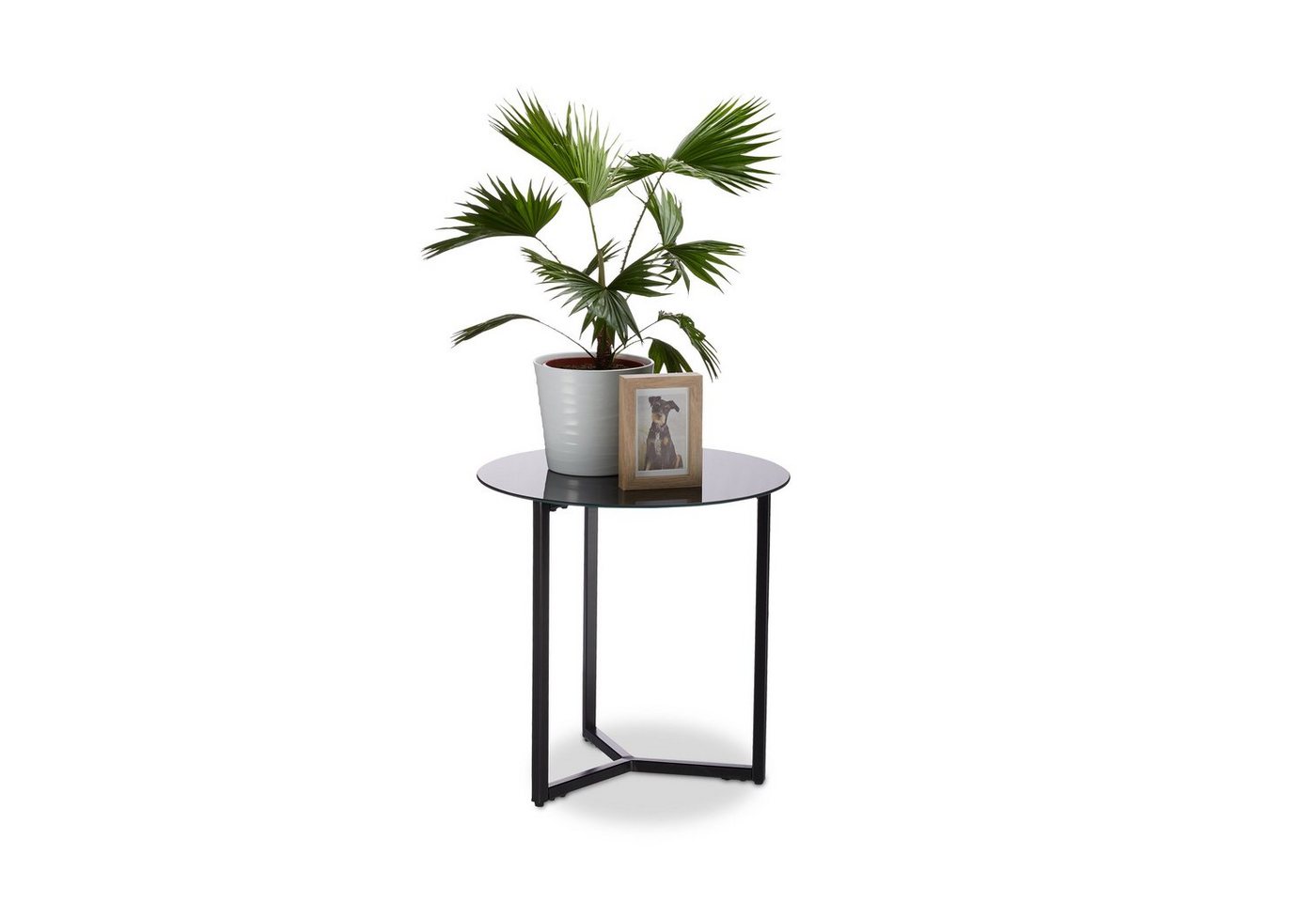 relaxdays Beistelltisch Glas Metall rund, schwarz relaxdays Beistelltisch Glas Metall rund, schwarz von relaxdays