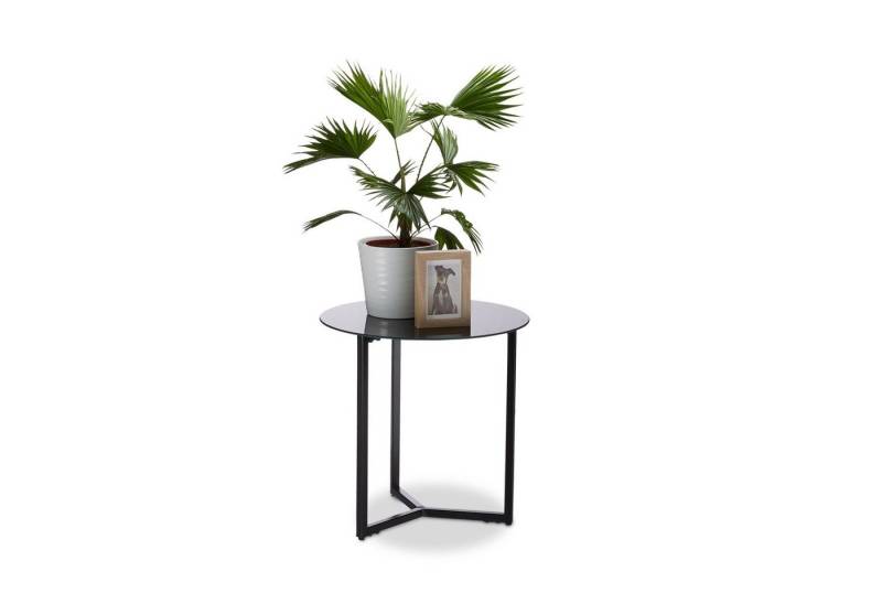 relaxdays Beistelltisch Glas Metall rund, schwarz relaxdays Beistelltisch Glas Metall rund, schwarz von relaxdays