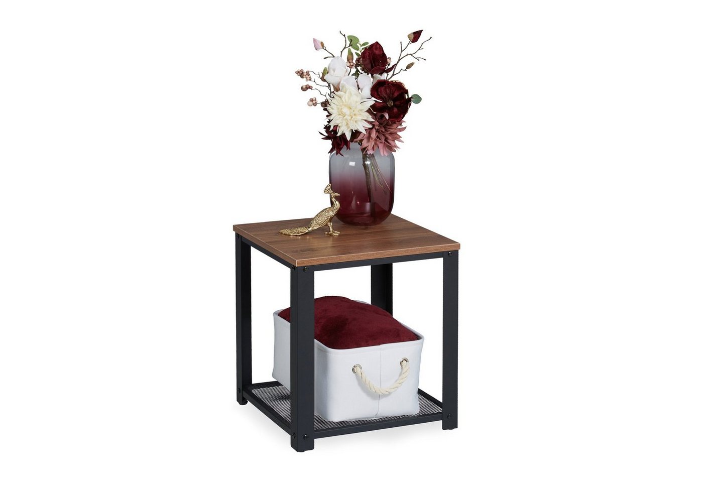 relaxdays Beistelltisch Industrial mit 2 Ablage von relaxdays