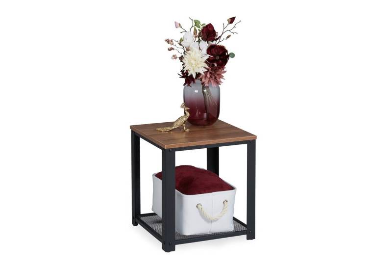 relaxdays Beistelltisch Industrial mit 2 Ablage von relaxdays