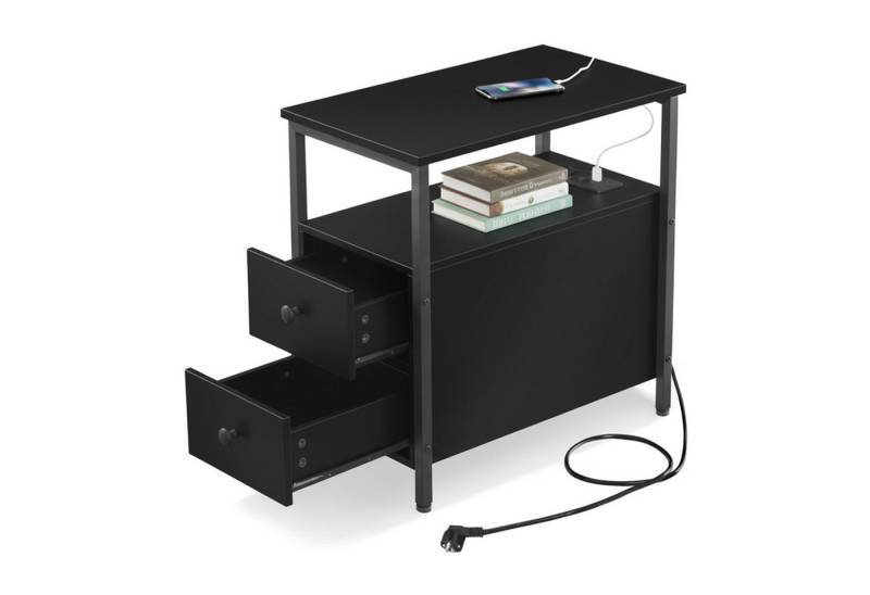 relaxdays Beistelltisch mit Steckdose, schwarz relaxdays Beistelltisch mit Steckdose, schwarz von relaxdays