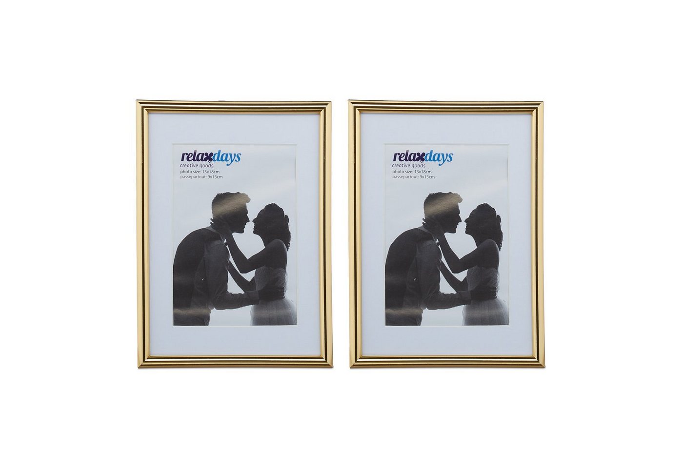 relaxdays Bilderrahmen 2er Set 13 x 18 cm, gold von relaxdays