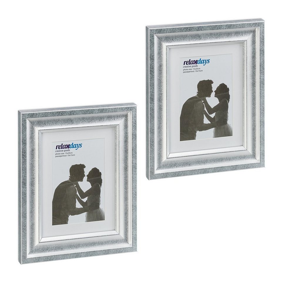 relaxdays Bilderrahmen-Set Bilderrahmen 15x20 cm 2er Set, Silber relaxdays Bilderrahmen-Set Bilderrahmen 15x20 cm 2er Set, Silber von relaxdays