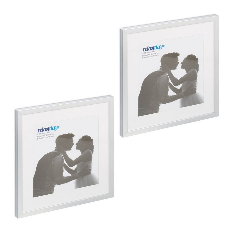 relaxdays Bilderrahmen-Set Bilderrahmen 38,5 x 38,5 cm 2er Set, Silber relaxdays Bilderrahmen-Set Bilderrahmen 38,5 x 38,5 cm 2er Set, Silber von relaxdays