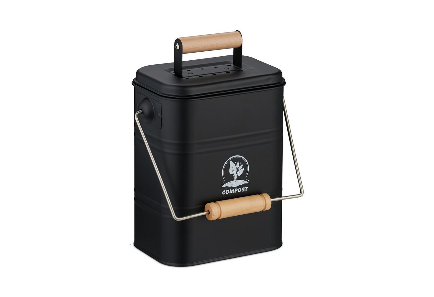 relaxdays Biomülleimer Komposteimer Küche 3,5 Liter, Schwarz von relaxdays