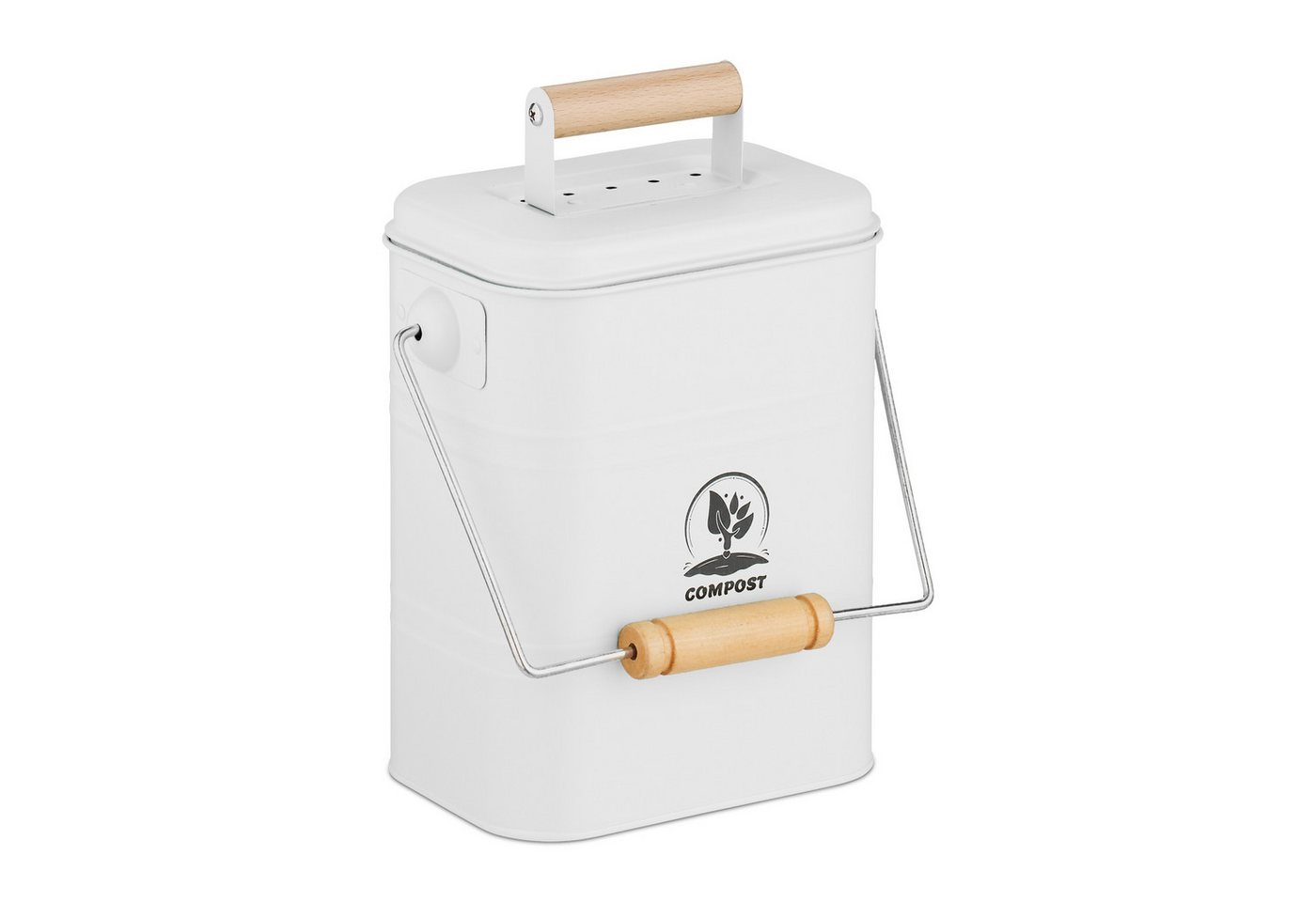 relaxdays Biomülleimer Komposteimer Küche 3,5 Liter, Weiß von relaxdays