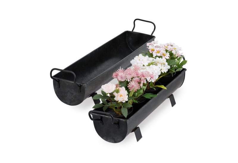 relaxdays Blumenkasten Dachrinne 2er Set, grau von relaxdays