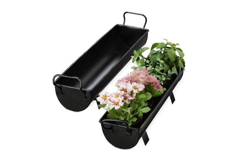 relaxdays Blumenkasten Dachrinne 2er Set, schwarz von relaxdays