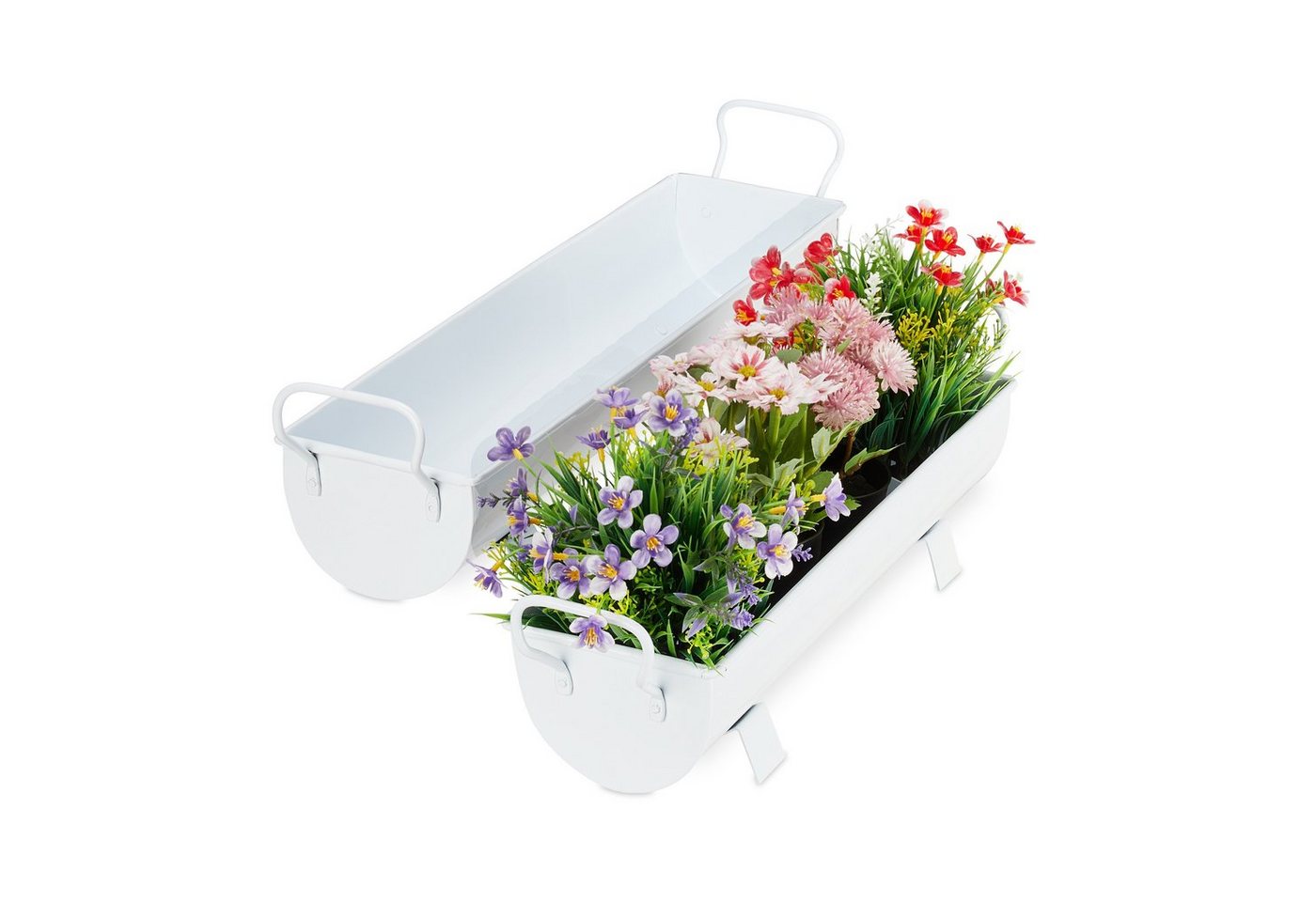 relaxdays Blumenkasten Dachrinne 2er Set, Weiß relaxdays Blumenkasten Dachrinne 2er Set, Weiß von relaxdays