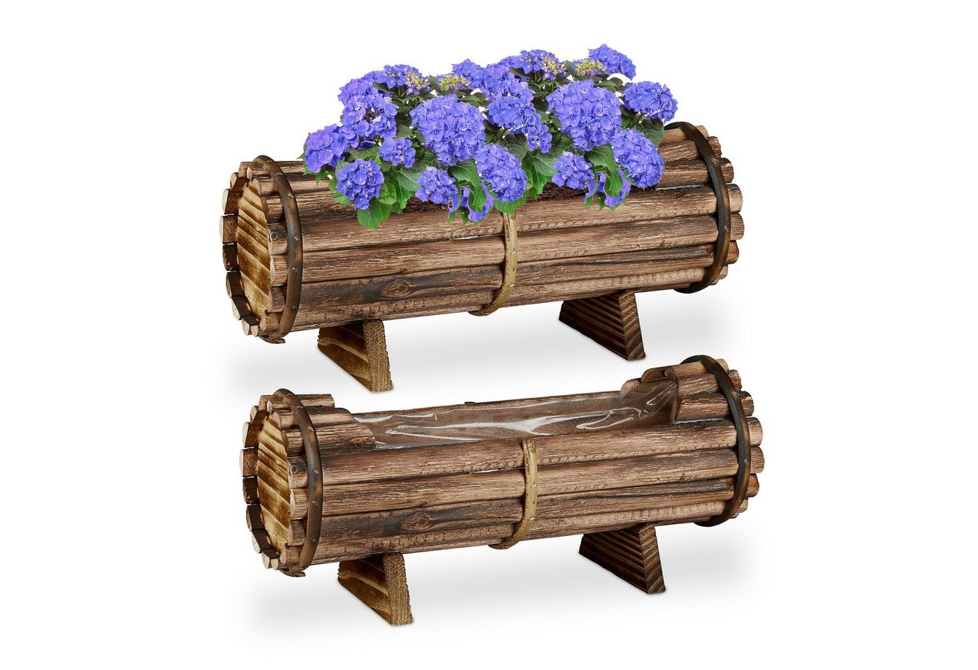 relaxdays Blumenkasten Holz 2er Set von relaxdays