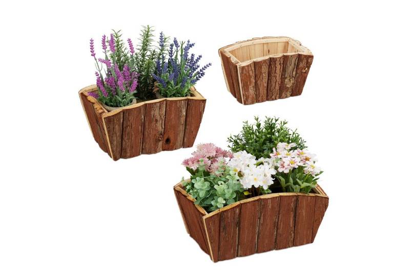 relaxdays Blumenkasten Holz im 3er Set von relaxdays
