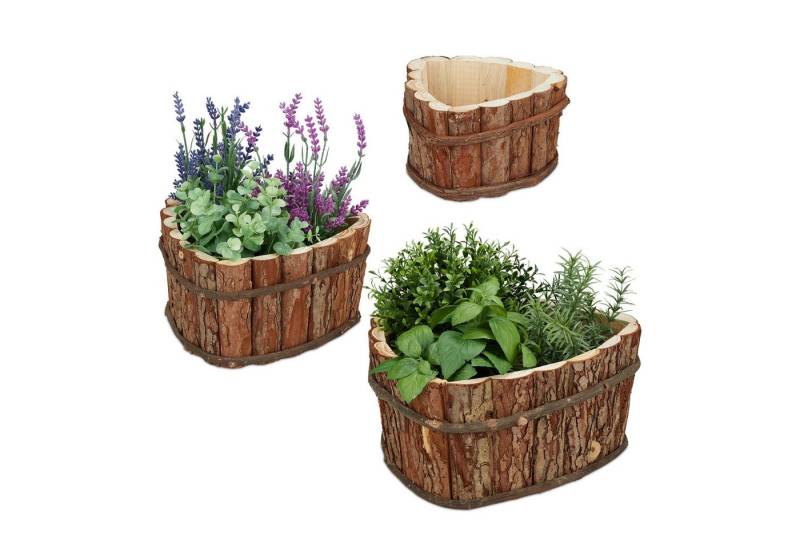 relaxdays Blumenkasten aus Holz im 3er Set von relaxdays