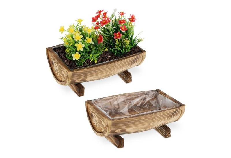 relaxdays Blumenkasten Holz Blumenkasten 2er Set von relaxdays