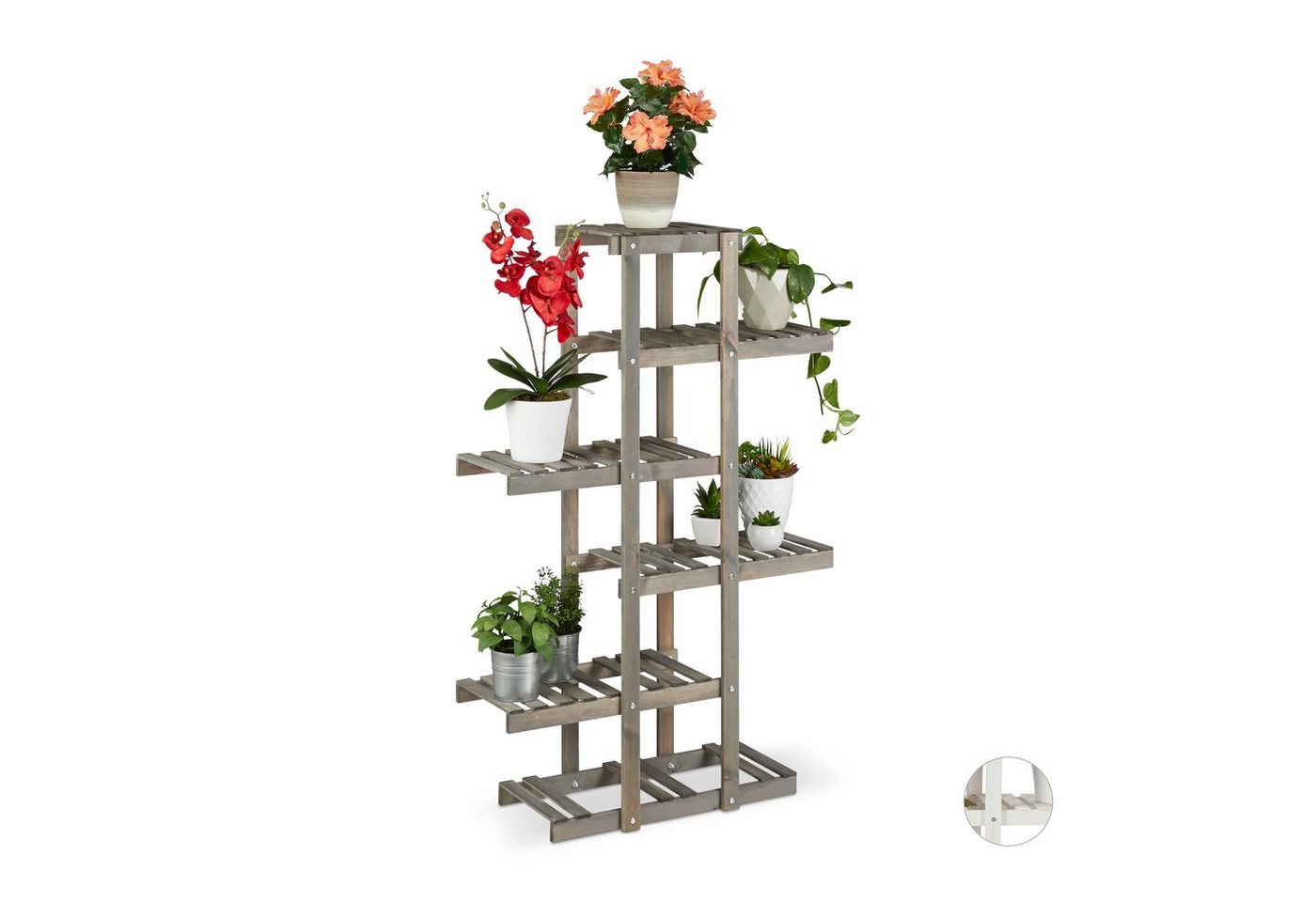 relaxdays Blumenständer Blumenregal Holz 5 Ebenen, grau von relaxdays
