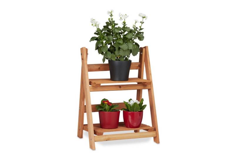relaxdays Blumenständer Blumentreppe aus Holz, M von relaxdays