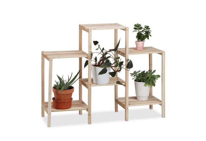 relaxdays Blumenständer Pflanzenregal Holz, M von relaxdays