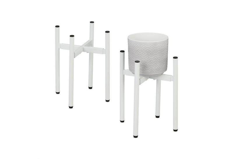 relaxdays Blumenständer Verstellbarer Pflanzenständer 2er Set, weiß relaxdays Blumenständer Verstellbarer Pflanzenständer 2er Set, weiß von relaxdays