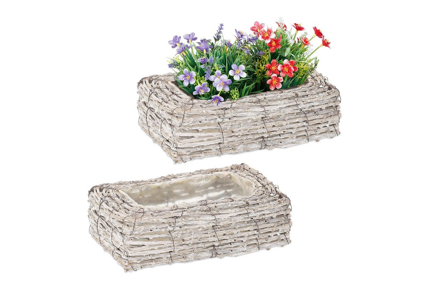 relaxdays Blumentopf Eckiger Blumentopf im 2er Set von relaxdays