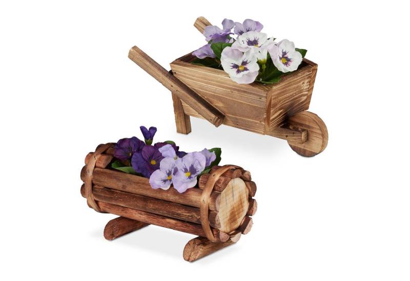relaxdays Blumentopf Pflanzengefäß Holz 2er Set von relaxdays