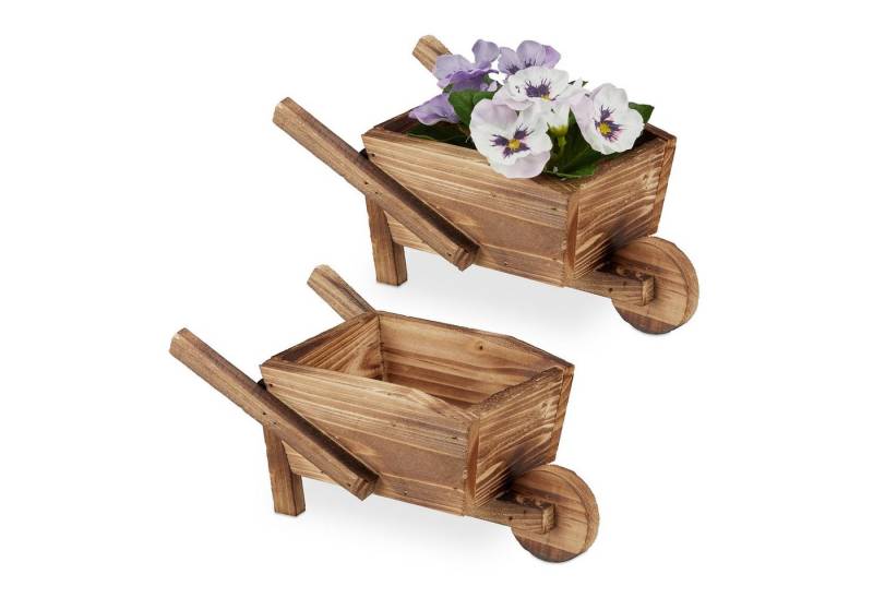 relaxdays Blumentopf Pflanzschubkarre 2er Set von relaxdays