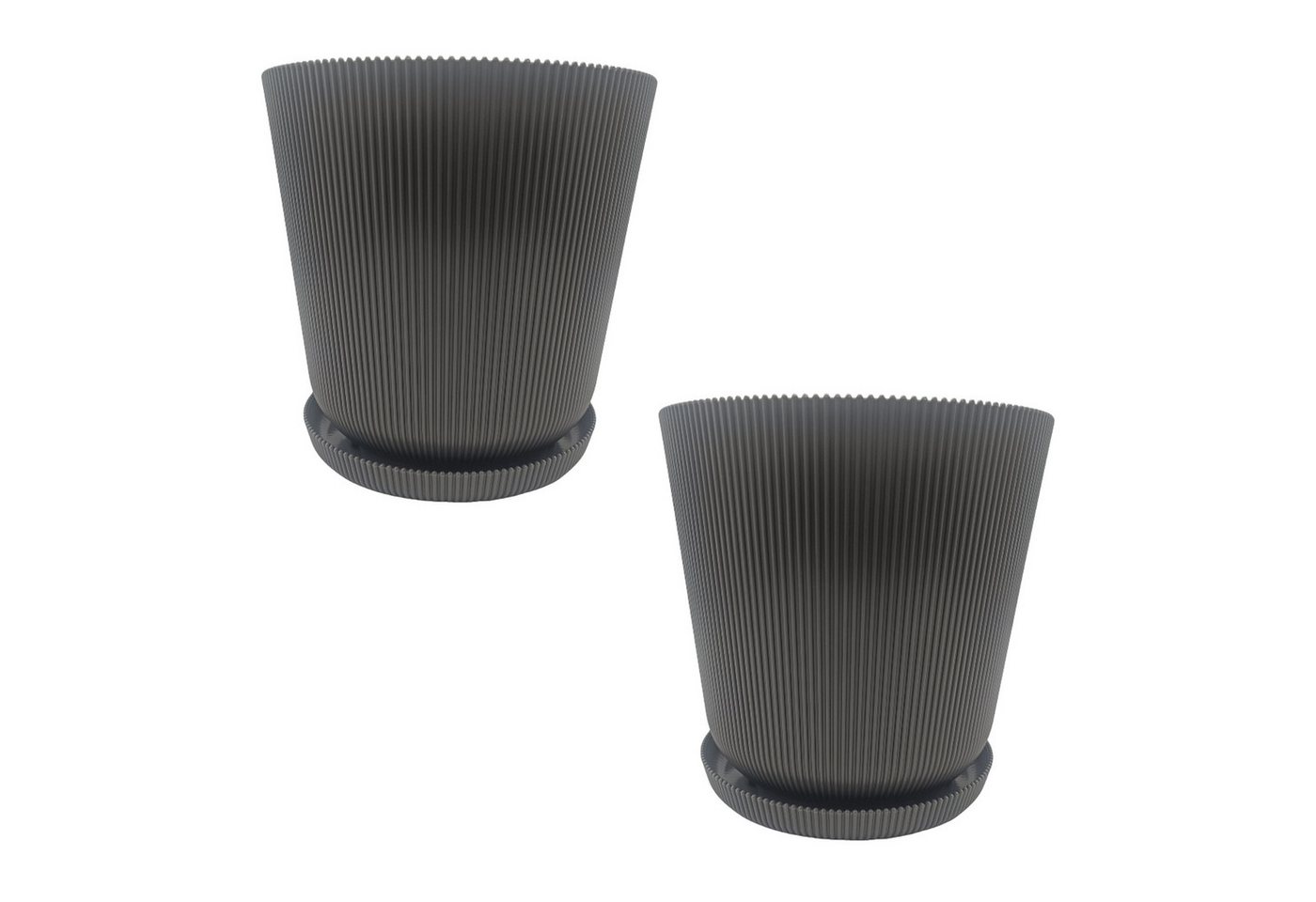 relaxdays Blumentopf mit Untersetzer 2er Set, Dunkelgrau von relaxdays