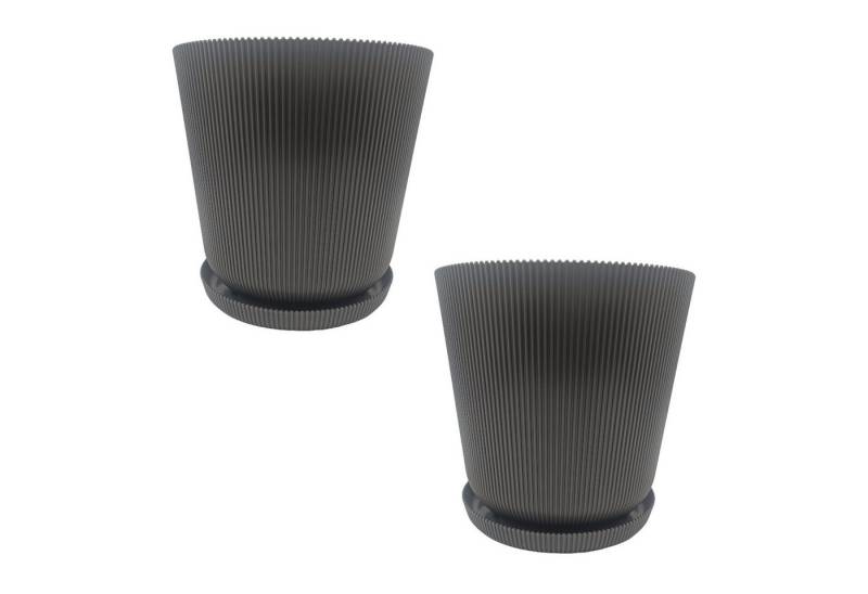 relaxdays Blumentopf mit Untersetzer 2er Set, Dunkelgrau relaxdays Blumentopf mit Untersetzer 2er Set, Dunkelgrau von relaxdays
